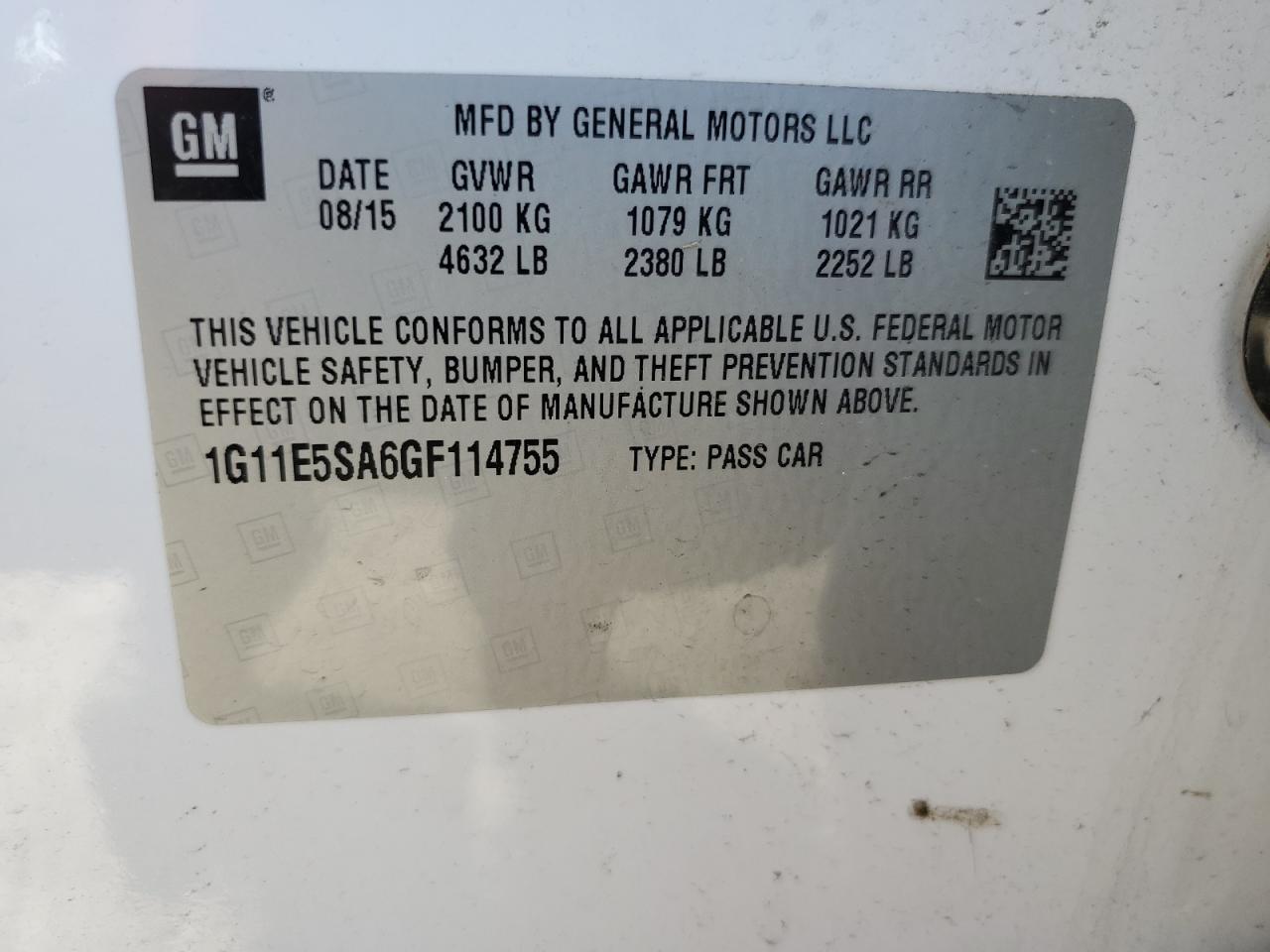 VIN 1G11E5SA6GF114755 2016 CHEVROLET MALIBU no.12