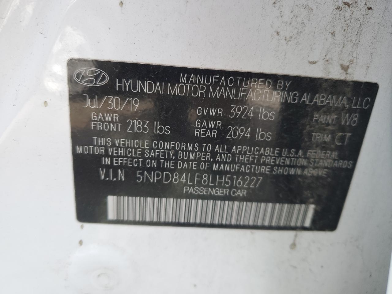 2020 Hyundai Elantra Sel VIN: 5NPD84LF8LH516227 Lot: 78689824