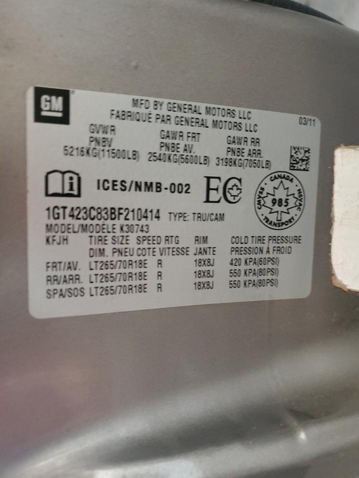 2011 GMC Sierra K3500 Sle VIN: 1GT423C83BF210414 Lot: 78957114