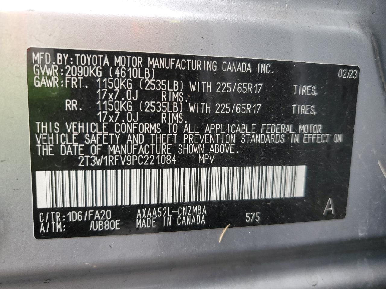 2023 Toyota Rav4 Xle VIN: 2T3W1RFV9PC221084 Lot: 81119184