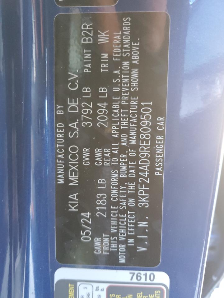 2024 Kia Forte Lx VIN: 3KPF24AD9RE809501 Lot: 81163594