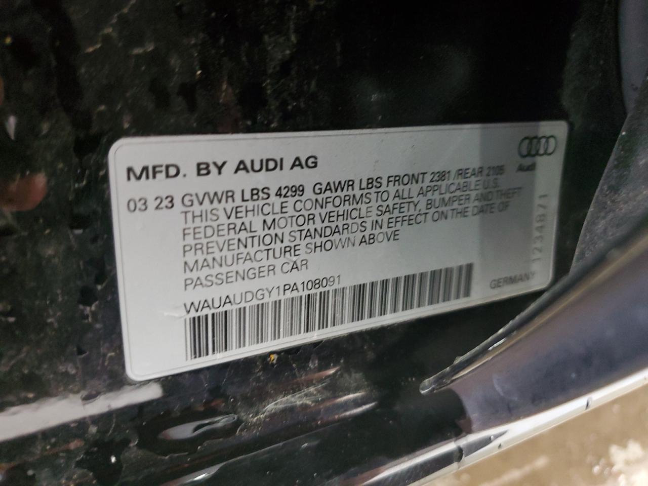 2023 Audi A3 Premium VIN: WAUAUDGY1PA108091 Lot: 79102404