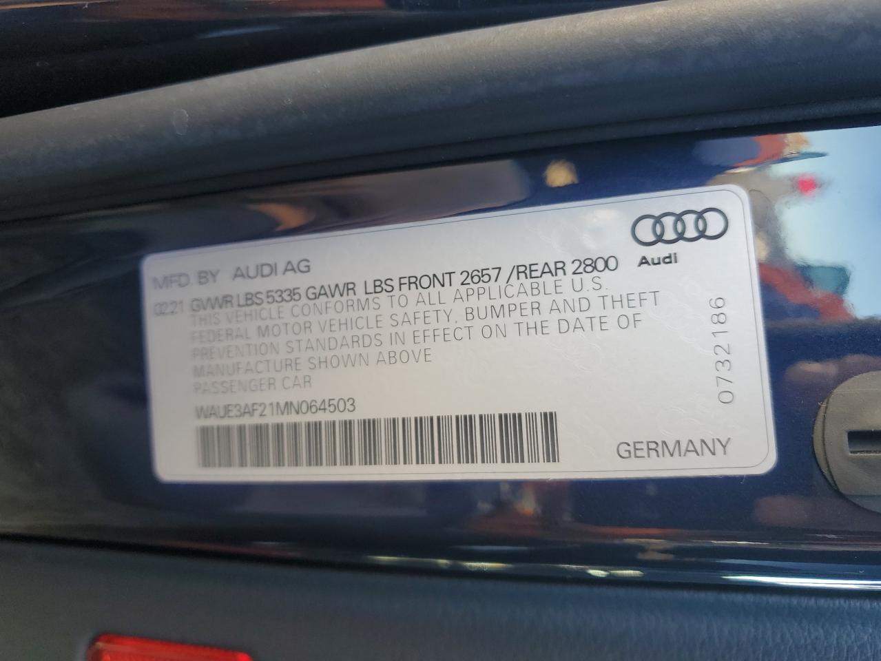 2021 Audi A6 Premium Plus VIN: WAUE3AF21MN064503 Lot: 82411014