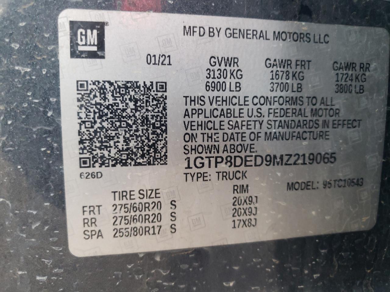 2021 GMC Sierra C1500 Slt VIN: 1GTP8DED9MZ219065 Lot: 81379994