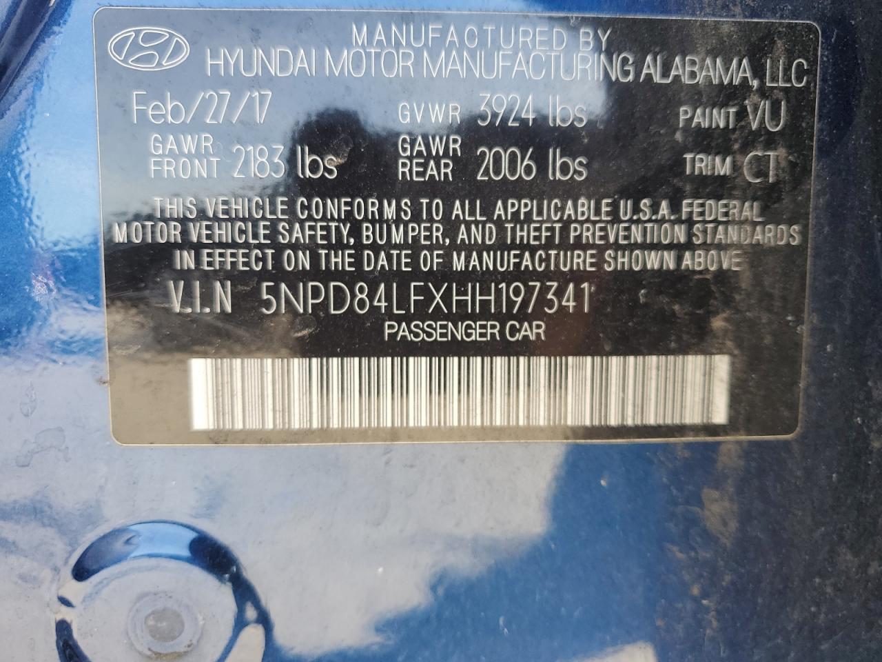 VIN 5NPD84LFXHH197341 2017 HYUNDAI ELANTRA no.13