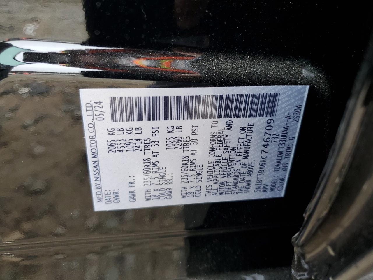 2024 Nissan Rogue Sv VIN: 5N1BT3BA6RC746709 Lot: 79289964