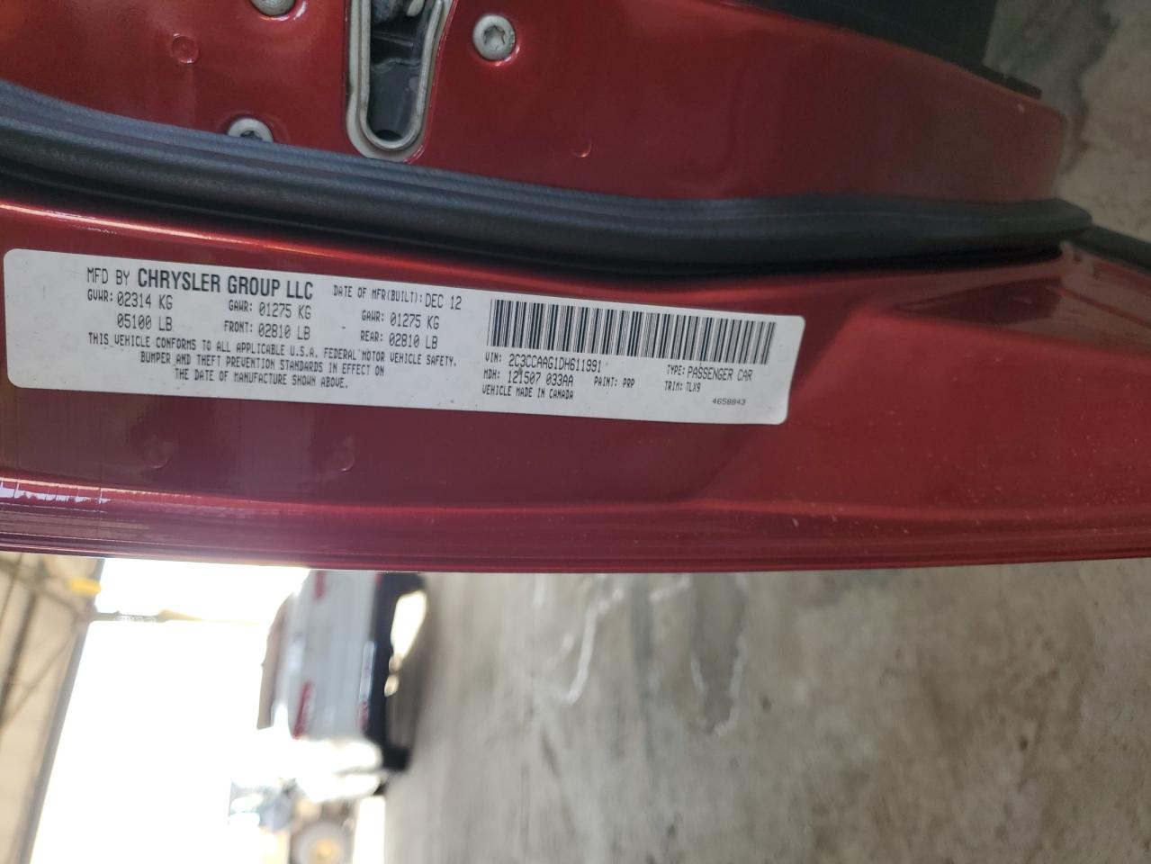 2013 Chrysler 300 VIN: 2C3CCAAG1DH611991 Lot: 66848705