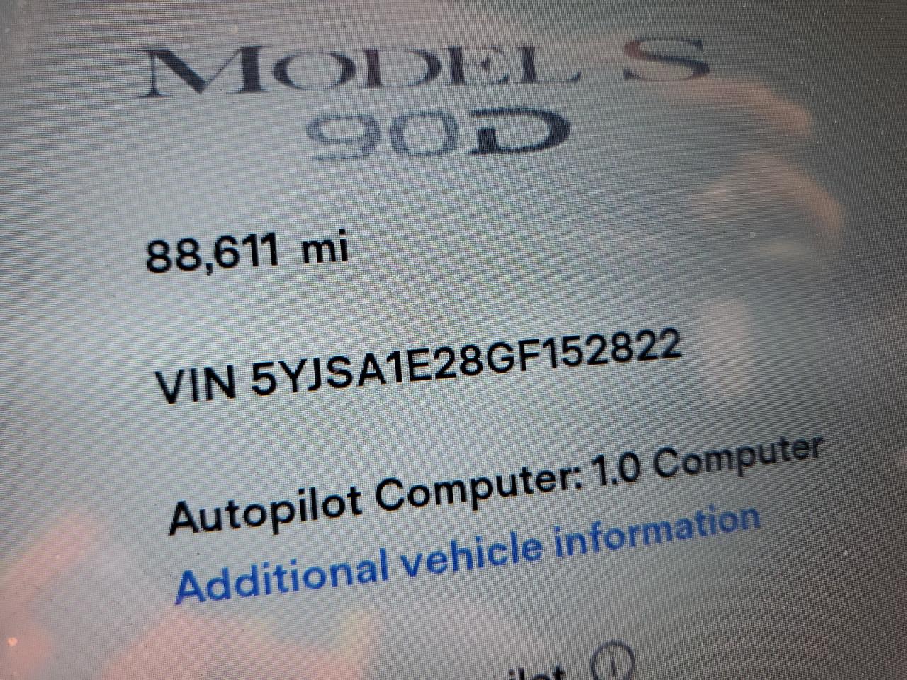 2016 Tesla Model S VIN: 5YJSA1E28GF152822 Lot: 80921344