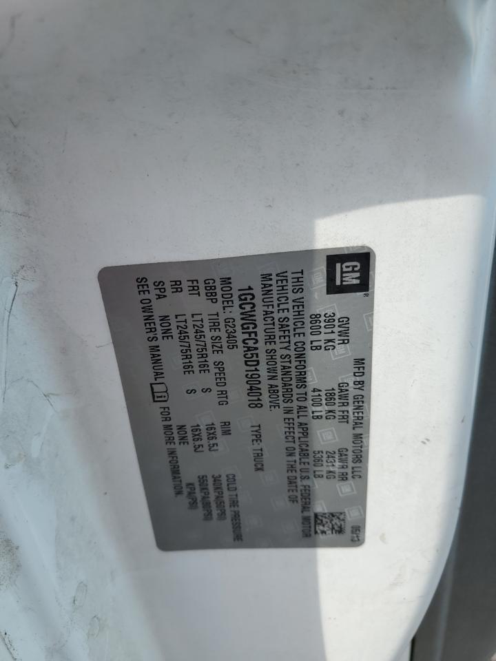 2013 Chevrolet Express G2500 VIN: 1GCWGFCA5D1904018 Lot: 81458204