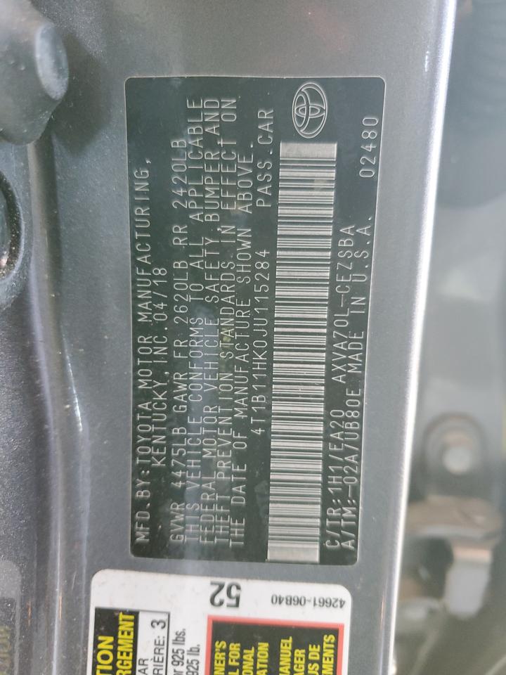 VIN 4T1B11HK0JU115284 2018 TOYOTA CAMRY no.12