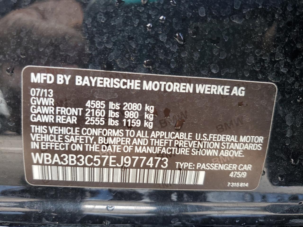 VIN WBA3B3C57EJ977473 2014 BMW 3 SERIES no.13