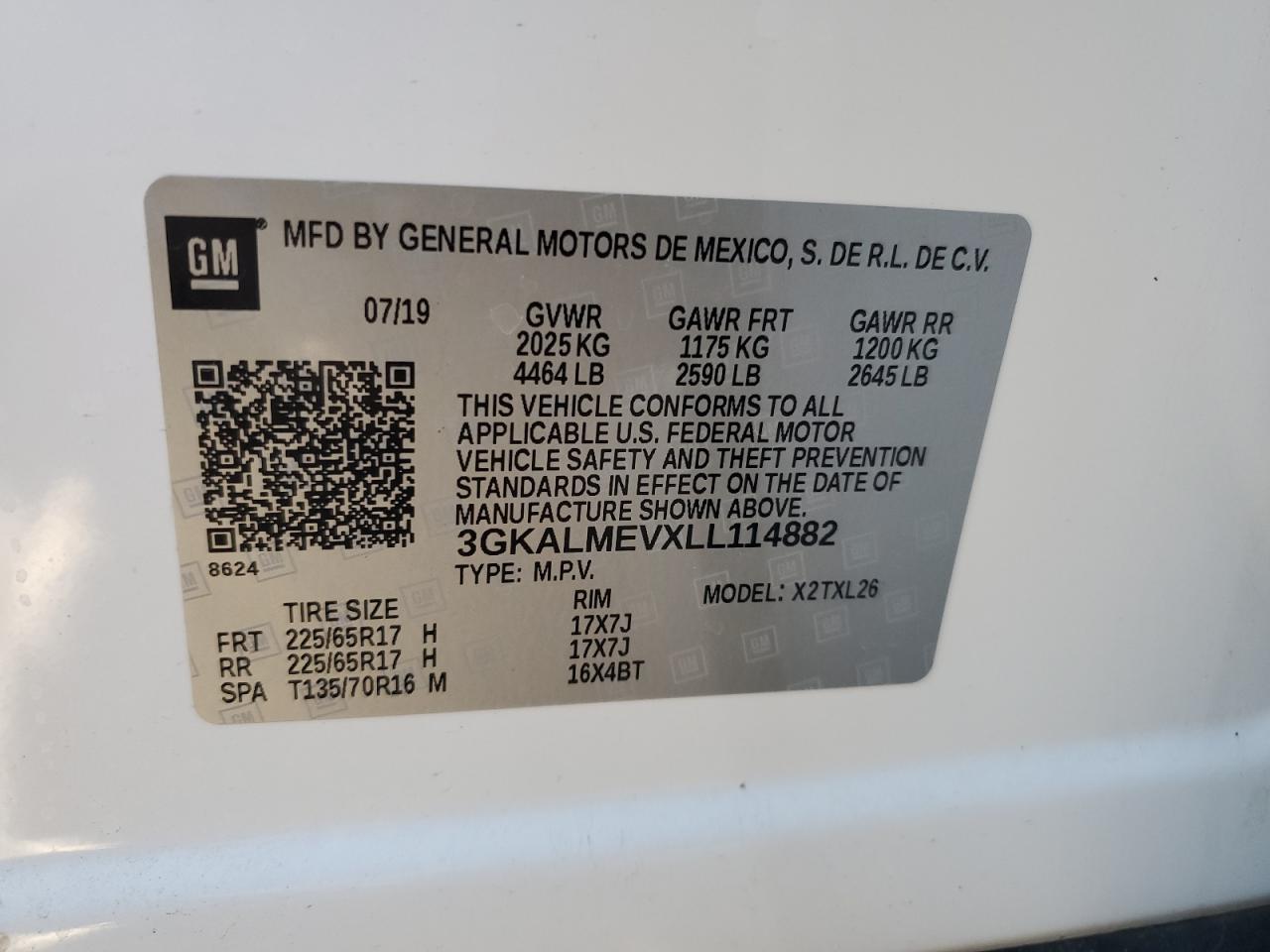 2020 GMC Terrain Sle VIN: 3GKALMEVXLL114882 Lot: 80958984