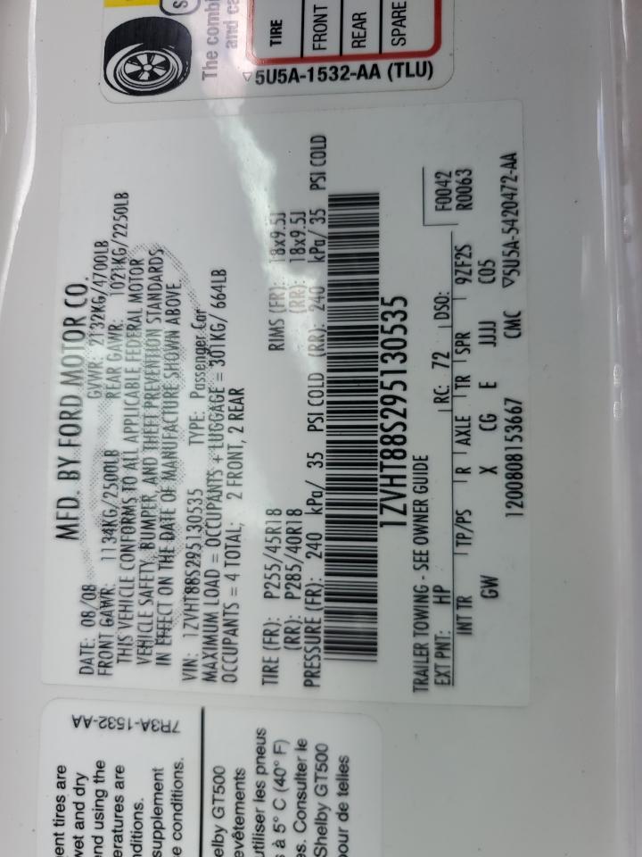 2009 Ford Mustang Shelby Gt500 VIN: 1ZVHT88S295130535 Lot: 79906214