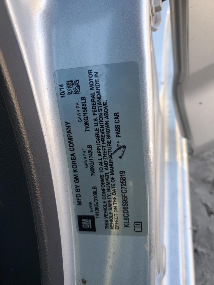 2015 Chevrolet Spark 1Lt VIN: KL8CD6S95FC725819 Lot: 80726364