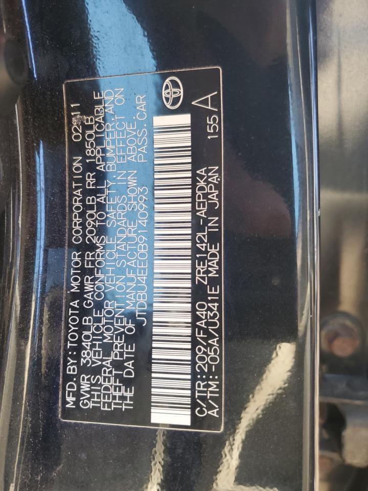 2011 Toyota Corolla Base VIN: JTDBU4EE0B9140993 Lot: 81918444