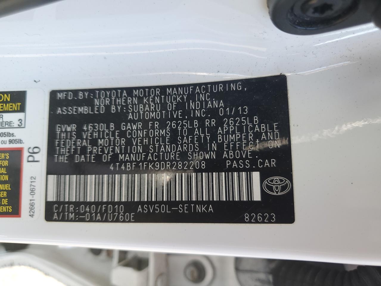 VIN 4T4BF1FK9DR282208 2013 TOYOTA CAMRY no.12