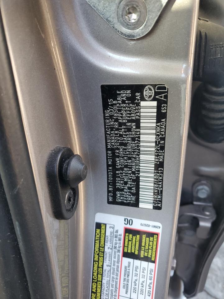 2015 Toyota Corolla L VIN: 2T1BURHE7FC377148 Lot: 80056504