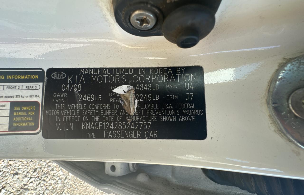 2008 Kia Optima Lx VIN: KNAGE124285242757 Lot: 83070074
