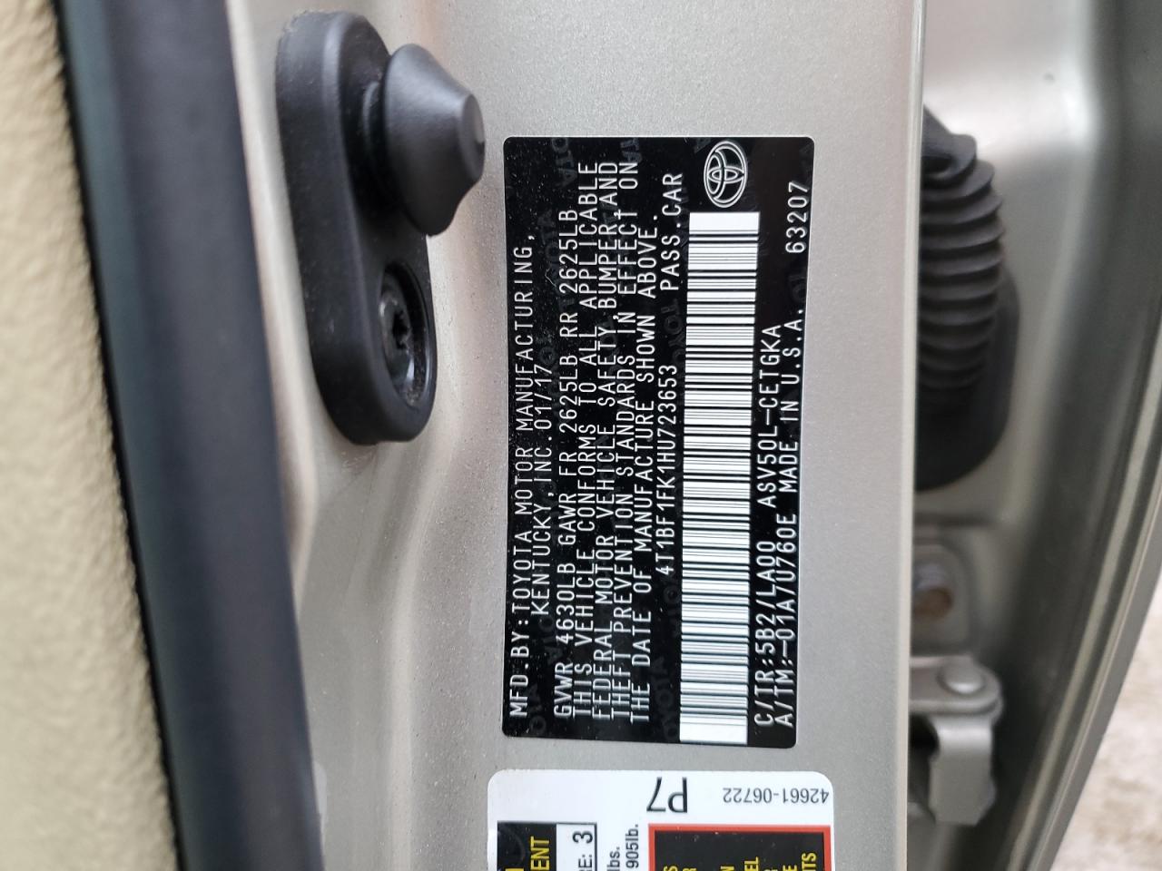 VIN 4T1BF1FK1HU723653 2017 TOYOTA CAMRY no.12