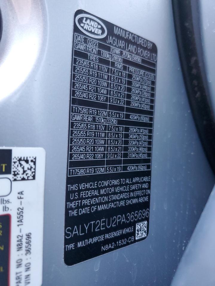 2023 Land Rover Range Rover Velar R-Dynamic S VIN: SALYT2EU2PA365696 Lot: 81291084