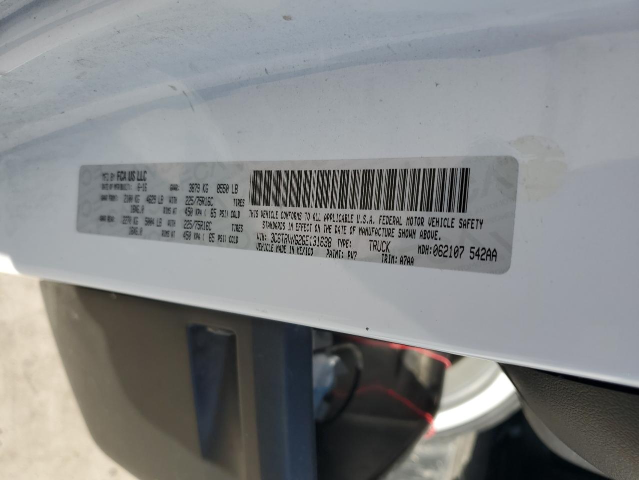 2016 Ram Promaster 1500 1500 Standard VIN: 3C6TRVNG2GE131638 Lot: 81982894