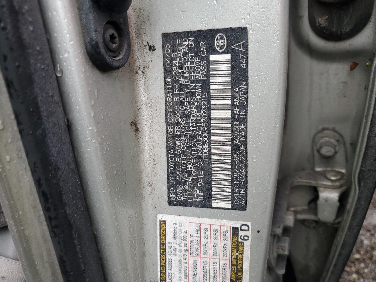 2005 Toyota Camry Le VIN: JTDBE30K953023215 Lot: 80373804