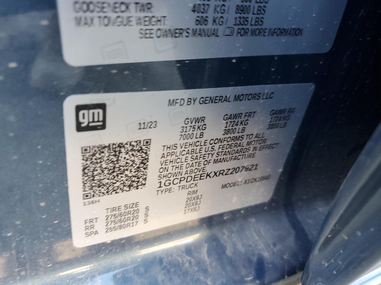 2024 Chevrolet Silverado K1500 Rst VIN: 1GCPDEEKXRZ207921 Lot: 81155184