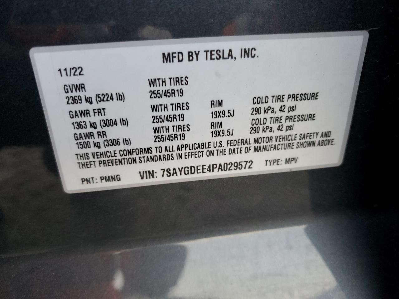 2023 Tesla Model Y VIN: 7SAYGDEE4PA029572 Lot: 81219864