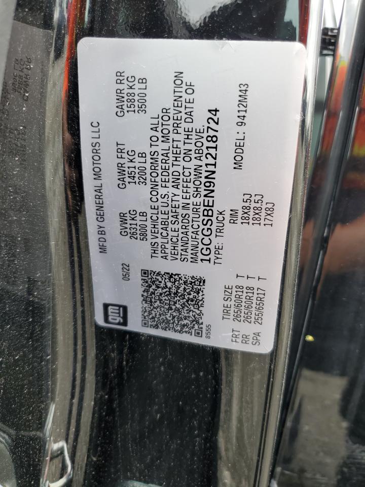 VIN 1GCGSBEN9N1218724 2022 CHEVROLET COLORADO no.12