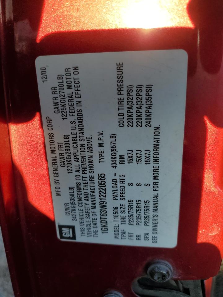 2001 GMC Jimmy Luxury VIN: 1GKDT63W912220565 Lot: 80644904