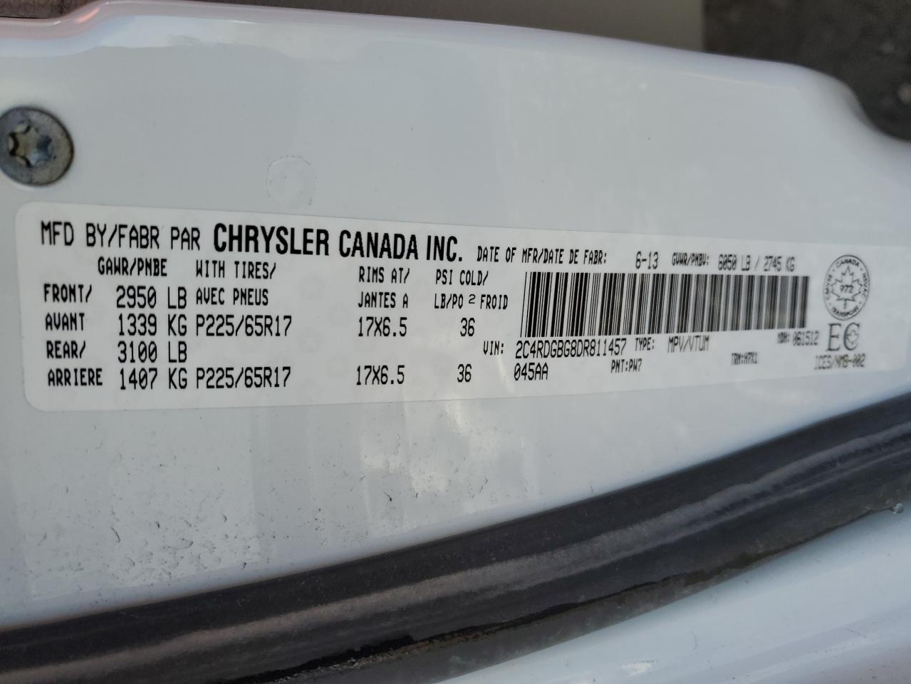 2013 Dodge Grand Caravan Se VIN: 2C4RDGBG8DR811457 Lot: 79228684