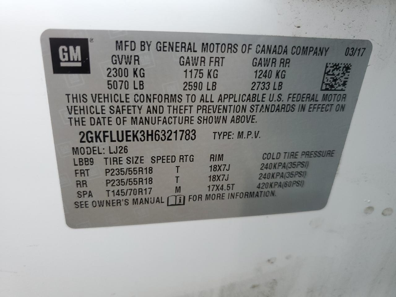 2017 GMC Terrain Slt VIN: 2GKFLUEK3H6321783 Lot: 79066494