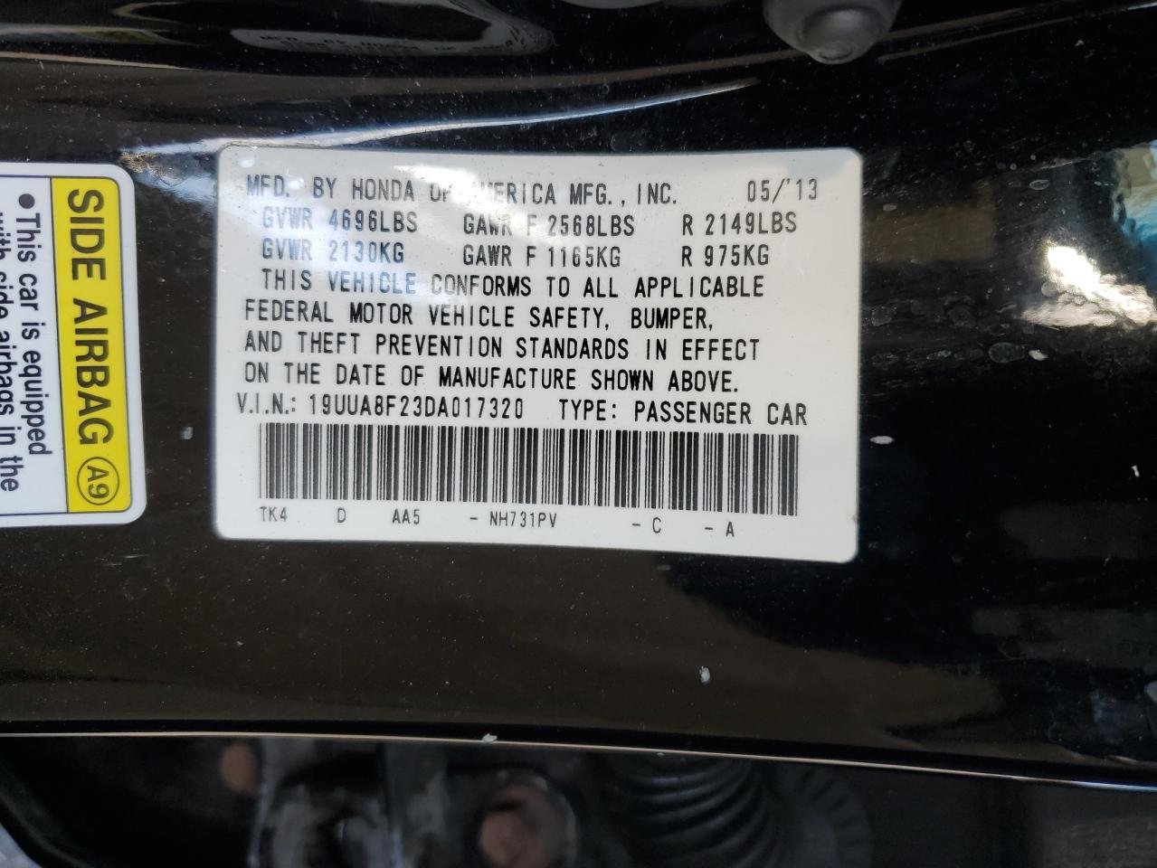 2013 Acura Tl VIN: 19UUA8F23DA017320 Lot: 79380474