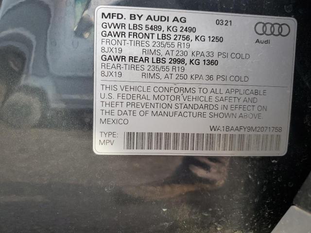 WA1BAAFY9M2071758 Audi Q5 PREMIUM 13