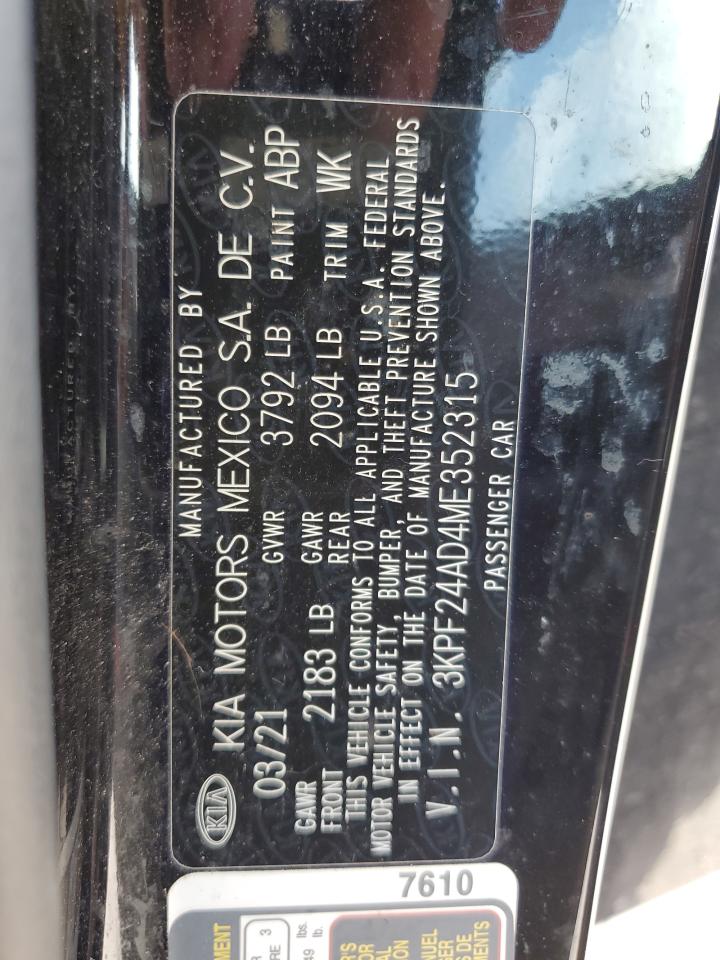 2021 Kia Forte Fe VIN: 3KPF24AD4ME352315 Lot: 79490794