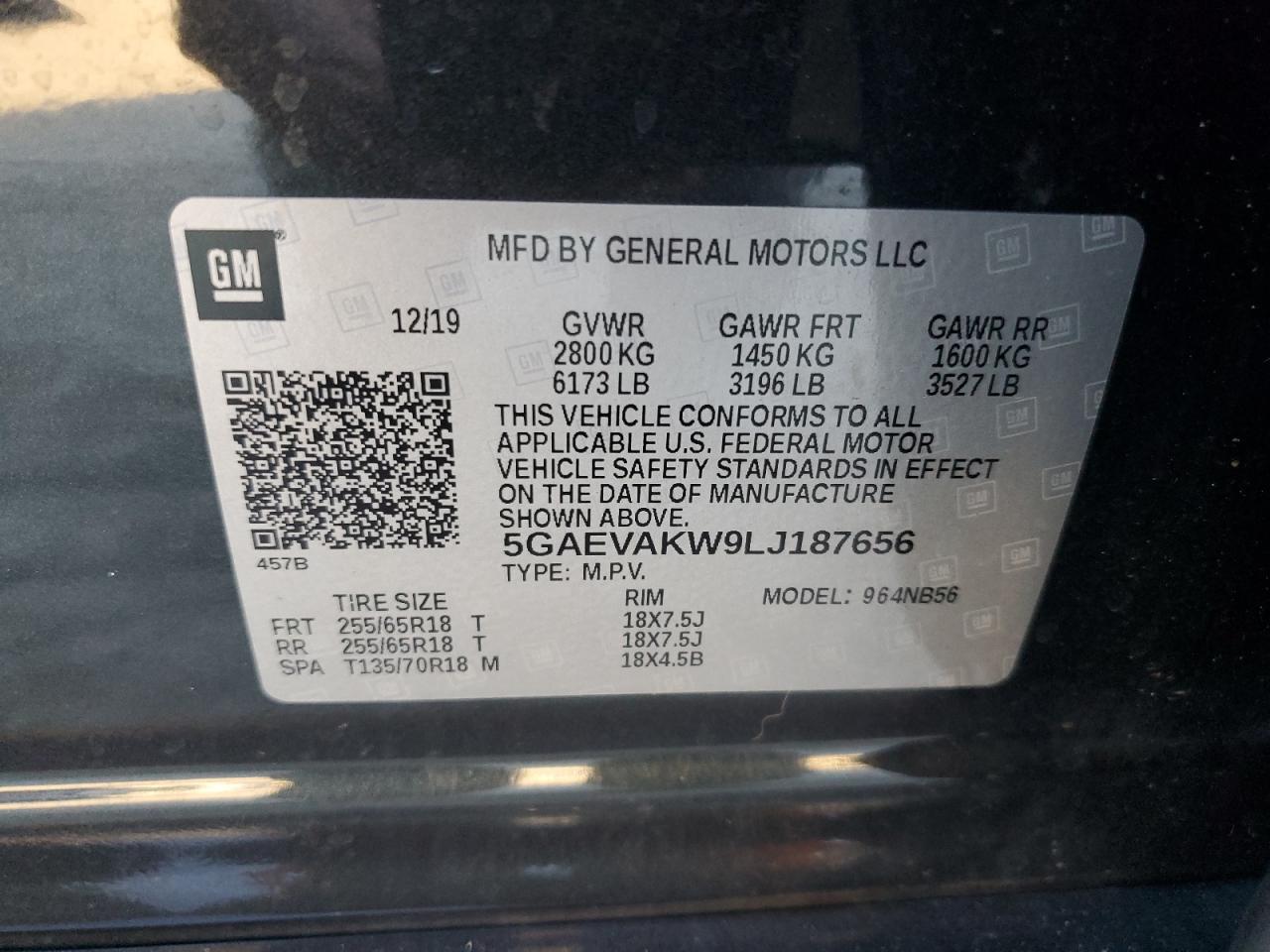 2020 Buick Enclave Essence VIN: 5GAEVAKW9LJ187656 Lot: 79489214