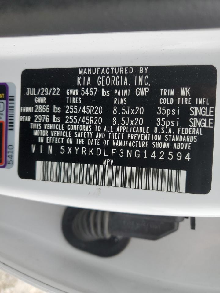 VIN 5XYRKDLF3NG142594 2022 KIA SORENTO no.13