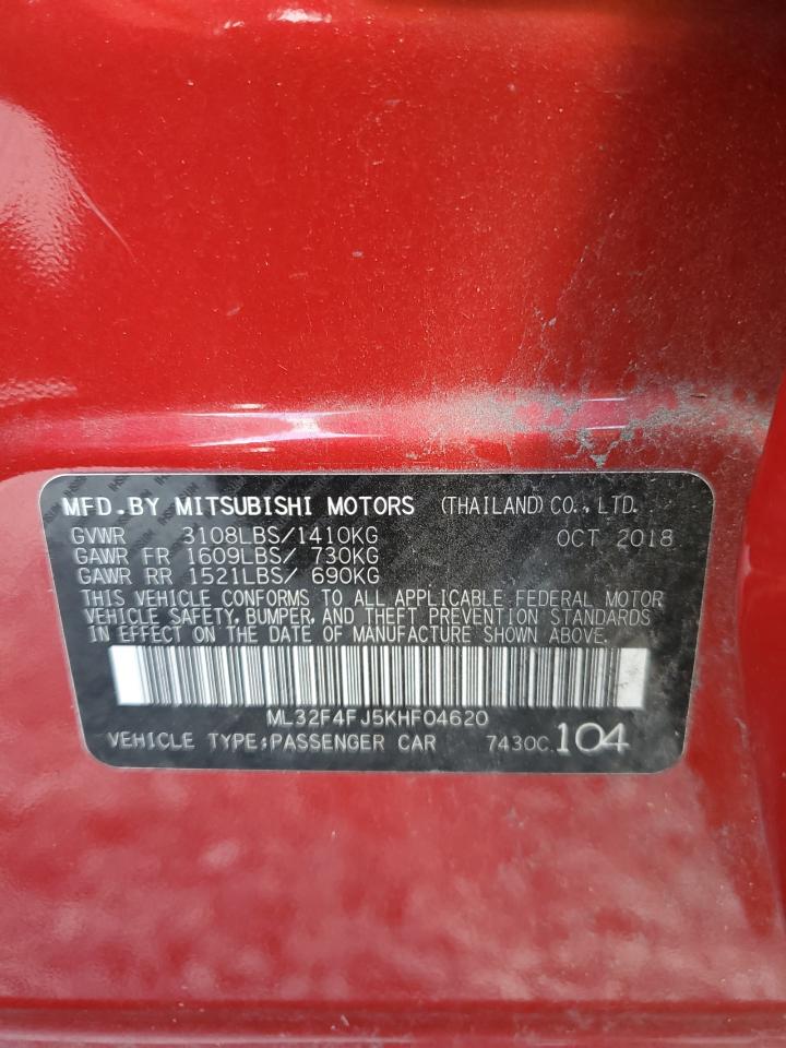 VIN ML32F4FJ5KHF04620 2019 MITSUBISHI MIRAGE no.12