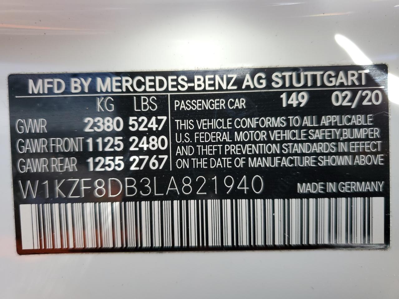 2020 Mercedes-Benz E 350 VIN: W1KZF8DB3LA821940 Lot: 79492734