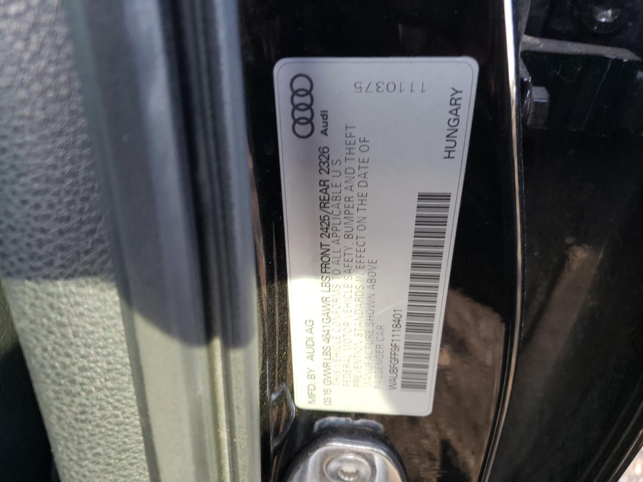 2015 Audi S3 Premium Plus VIN: WAUBFGFF9F1118401 Lot: 80341704