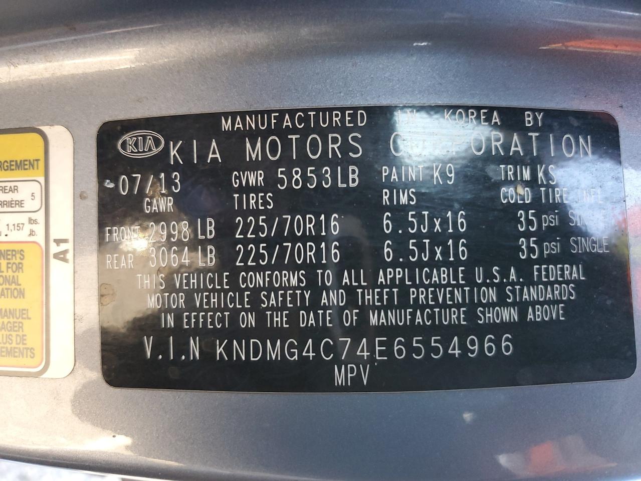 VIN KNDMG4C74E6554966 2014 KIA All Models no.13