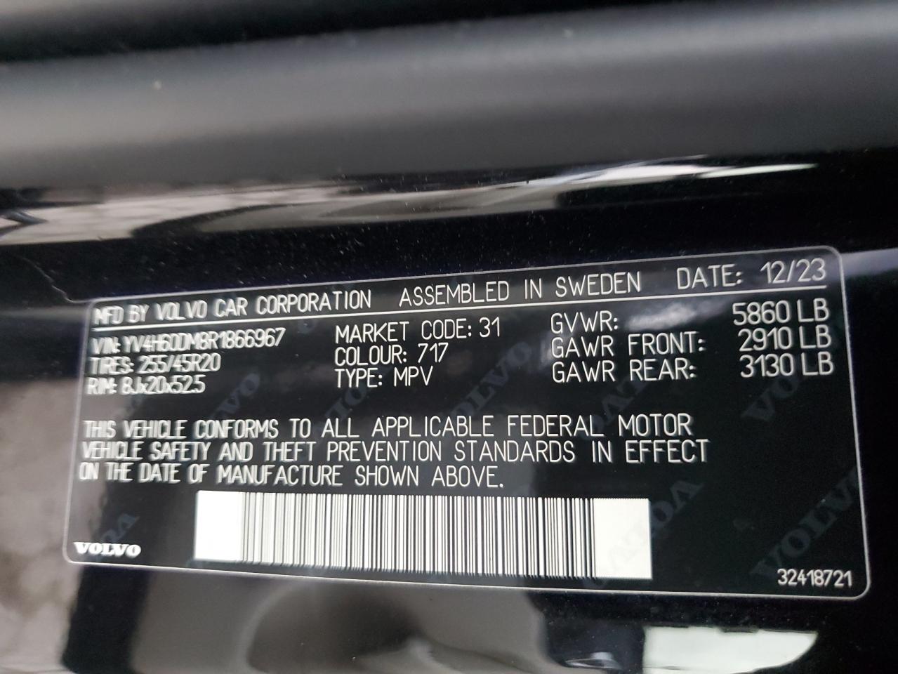 Auction sale of the 2024 VOLVO XC60 ULTIM , vin: YV4H60DM8R1866967, lot number: 81255994