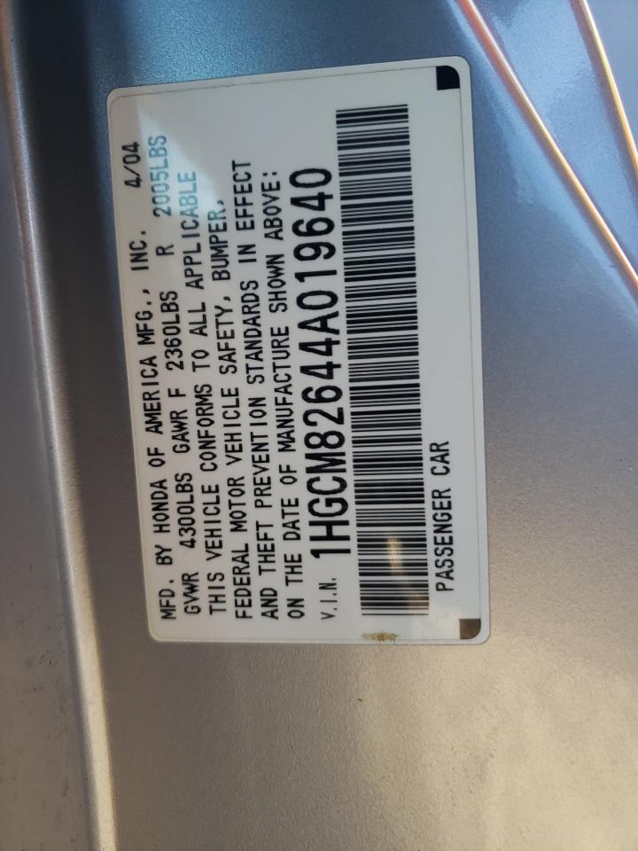 2004 Honda Accord Ex VIN: 1HGCM82644A019640 Lot: 80348264