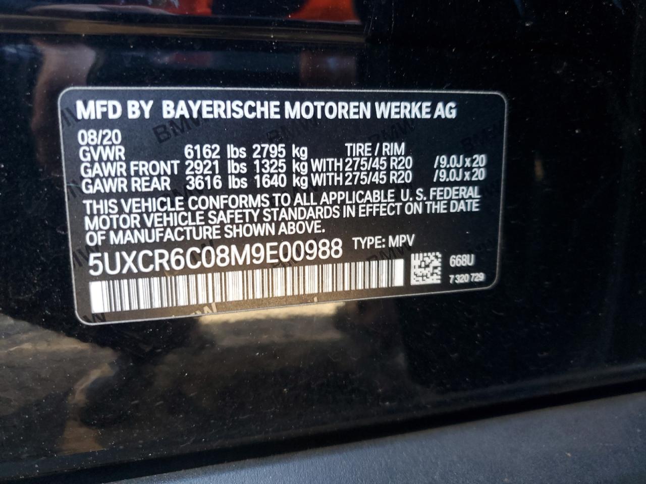 2021 BMW X5 xDrive40I VIN: 5UXCR6C08M9E00988 Lot: 79900654