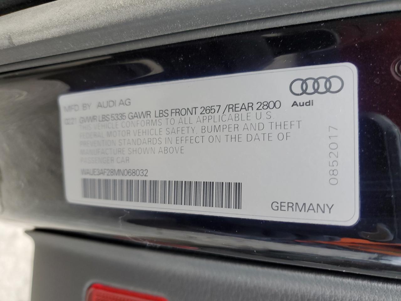 2021 Audi A6 Premium Plus VIN: WAUE3AF28MN068032 Lot: 81592584