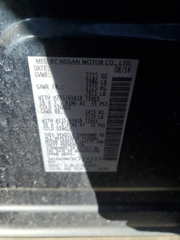 VIN 5N1AR2MM2EC724115 2014 NISSAN PATHFINDER no.13