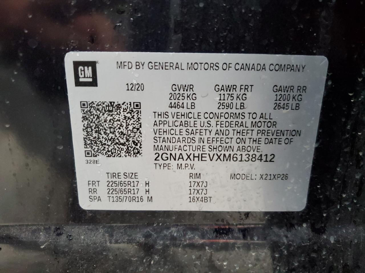 VIN 2GNAXHEVXM6138412 2021 CHEVROLET EQUINOX no.13