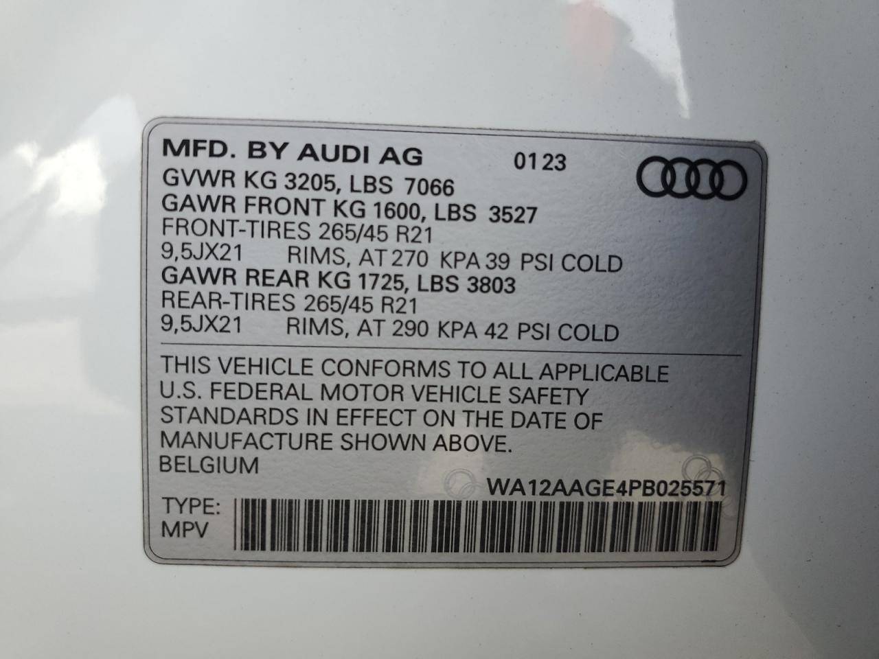 VIN WA12AAGE4PB025571 2023 AUDI E-TRON no.14