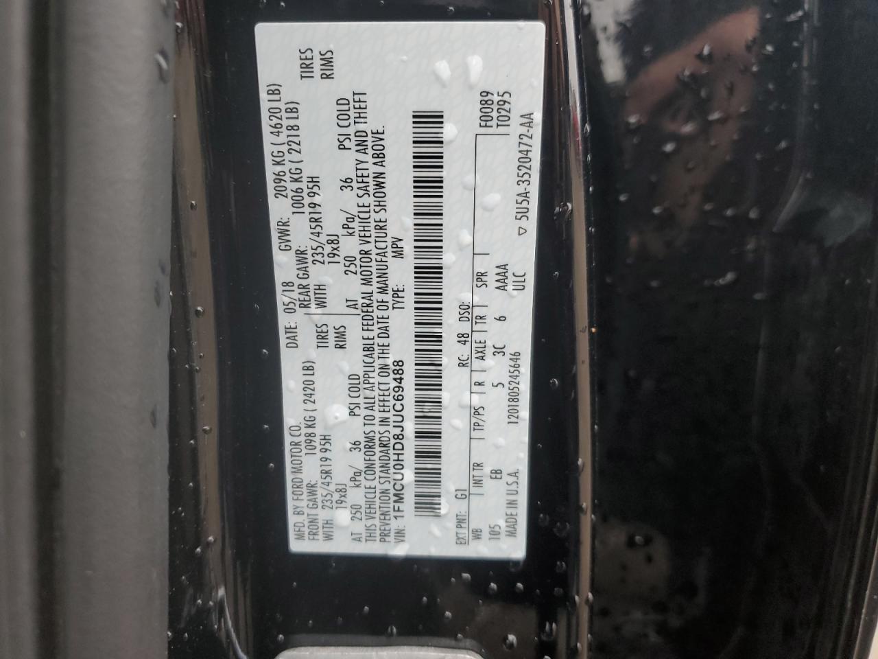 VIN 1FMCU0HD8JUC69488 2018 FORD ESCAPE no.13