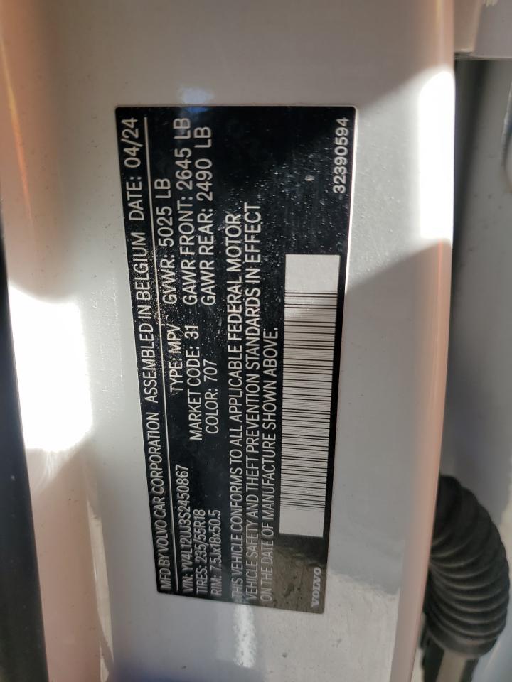 2025 Volvo Xc40 Core VIN: YV4L12UJ3S2450867 Lot: 82123154